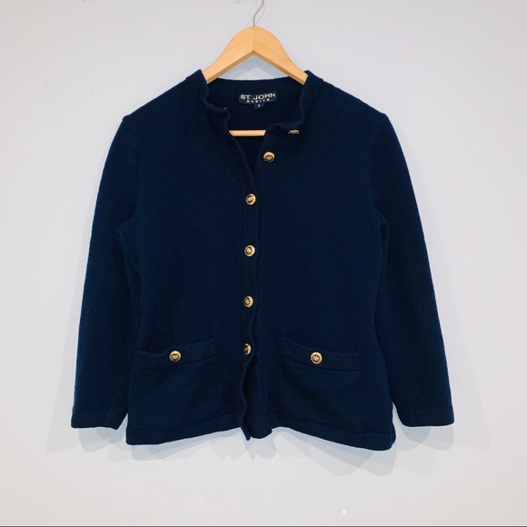 St. John Sweaters - St John Basics Navy Blue Sweater Cardigan St. John Sweaters - St John Basics Navy Blue Sweater Cardigan